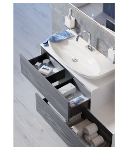 Тумба под раковину Aqwella Y GEN0112MG 120х40 подвесная цвет серый/белый - фото 4