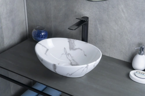 Раковина керамическая Gid Lago 54473 40х30 накладная цвет многоцветный без отверстий под смеситель - фото 5