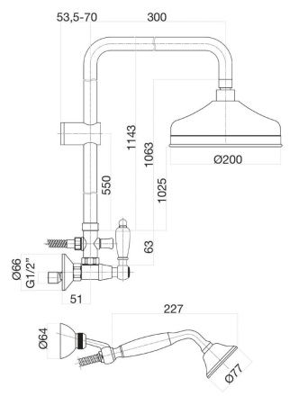 Душевая стойка Fiore 02ZZ0620 настенная цвет бронза