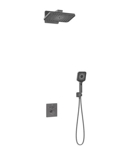 Душевая система Vincea Inspire VSFW-3I21MT4GM встраиваемая в стену цвет вороненая сталь с термостатом - фото 2