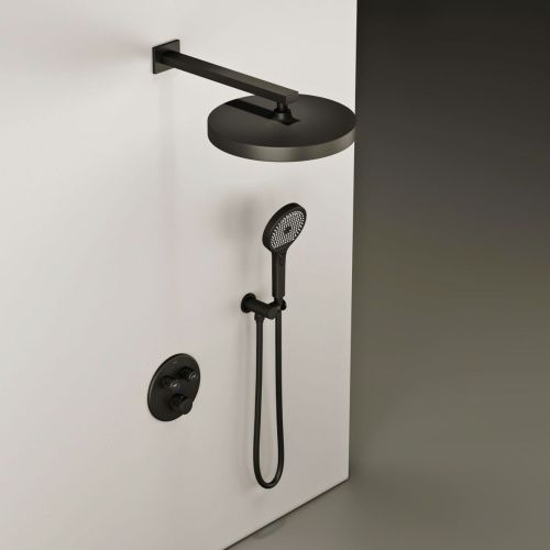 Душевая система Sancos Space SC3006MB встраиваемая в стену цвет черный с термостатом - фото 3