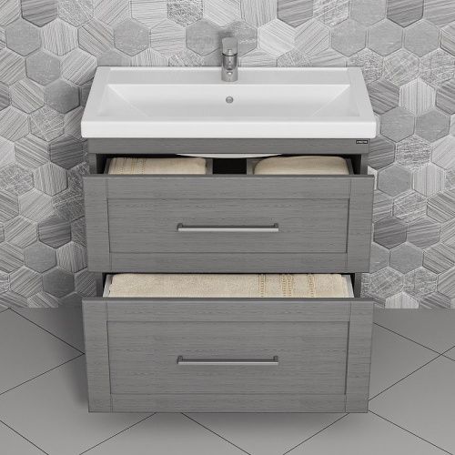Тумба под раковину СанТа Венера 221017 80х40 напольная цвет серый - фото 3