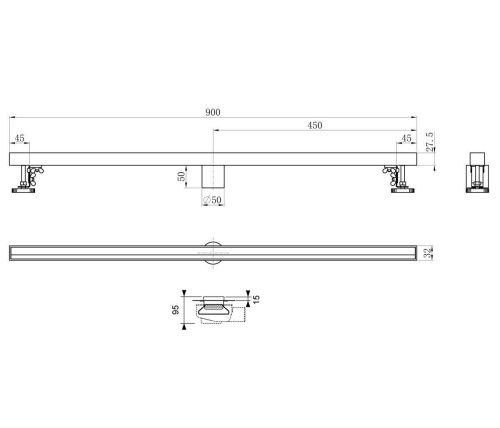 Душевой лоток Wonzon & Woghand WW-65409M-BR 90х5 никель - фото 2