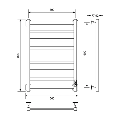 Полотенцесушитель Veconi Barro-A B8050B-A 80х80 электрический черный - фото 2