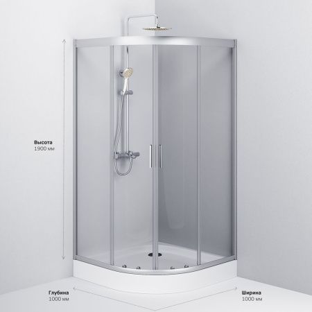 Душевой уголок Am.Pm Gem W90G-401-100WT 100х100 стекло прозрачное профиль хром без поддона