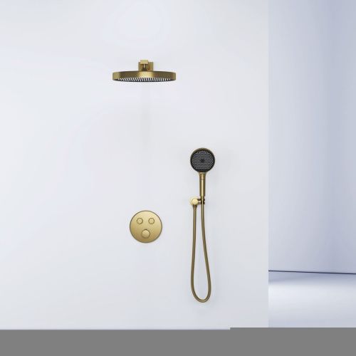 Душевая система Sancos Space SC3006BG встраиваемая в стену цвет золото с термостатом - фото 2