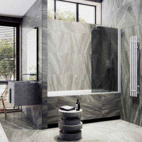 Душевая шторка на ванну Maybah Glass MGV-624-1 80х140 стекло тонированное профиль белый ориентация универсальная - фото 3