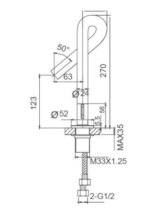 Смеситель Wonzon & Woghand Loop WW-111-00-508 на раковину черный