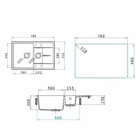 Кухонная мойка Uperwood Quartz Premium UPD-05 3910202117 80х50 цвет бежевый поверхность матовая