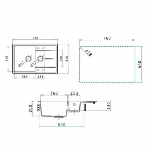 Кухонная мойка Uperwood Quartz Premium UPD-05 3910202117 80х50 цвет бежевый поверхность матовая - фото 5