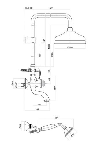 Душевая стойка Fiore 17OO0615 настенная цвет золото - фото 3