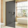 Душевая перегородка Maybah Glass MGD-694-3ш 90х195 стекло тонированное профиль золото