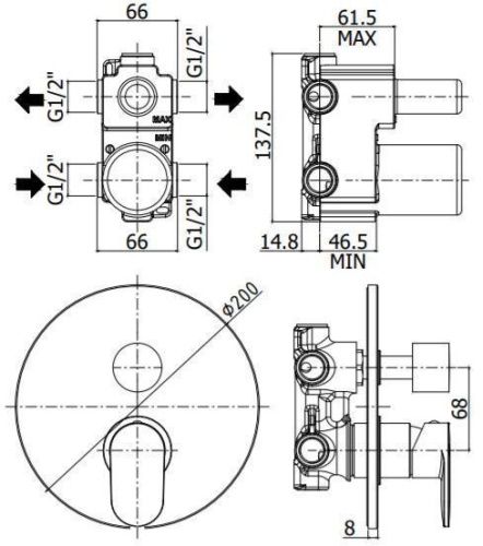 Смеситель для ванны Paffoni Candy CA018CR встраиваемый в стену хром - фото 2