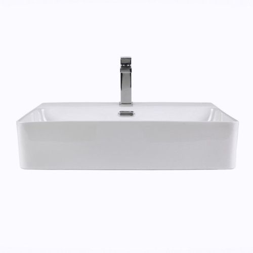 Раковина из сантехнического фарфора Bond Cube S02-600 60х40 накладная цвет белый 1 отверстие под смеситель - фото 3