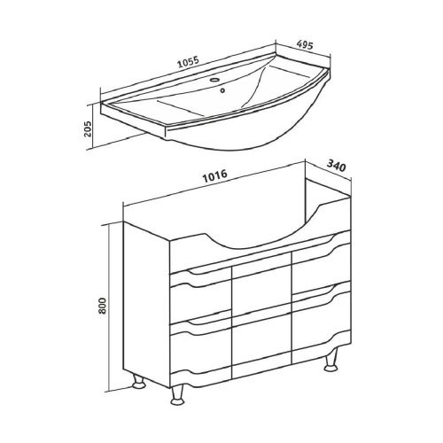 Тумба под раковину Runo Стиль 00000001118 100х30 напольная цвет белый - фото 4