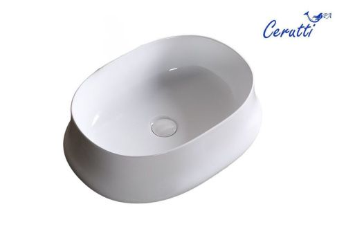 Раковина из сантехнического фарфора Cerutti SPA CR0060 60х40 накладная цвет белый без отверстий под смеситель - фото 2