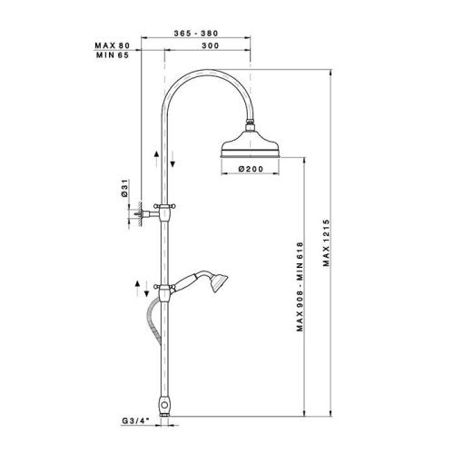 Душевая стойка Nicolazzi Doccia 5719WSBZ20 настенная цвет бронза - фото 2