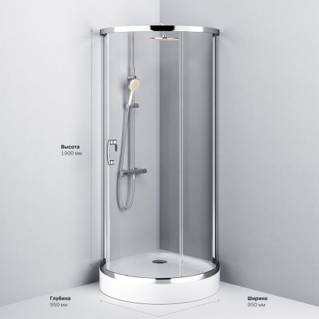 Душевой уголок Am.Pm Like W83G-333-095CT 95х95 стекло прозрачное профиль хром без поддона