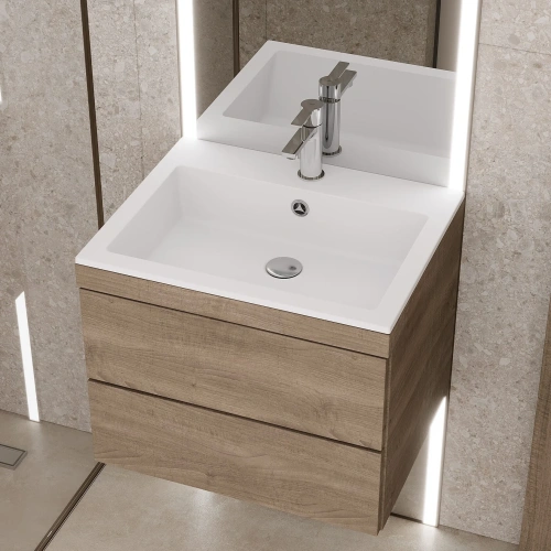 Раковина из искусственного камня Uperwood Megan 45481000000 60х50 полувстраиваемая цвет белый - фото 4