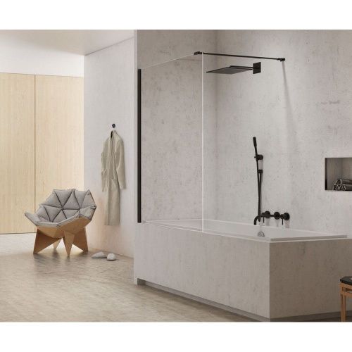 Душевая шторка на ванну New Trendy NEW MODUS Black EXK-1929-WP 90х150 стекло прозрачное профиль черный ориентация универсальная - фото 2