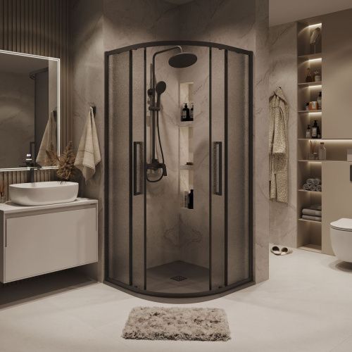 Душевой уголок Grossman Cosmo 301.K33.02.1010.21.02 100х100 стекло текстурное профиль черный без поддона - фото 5