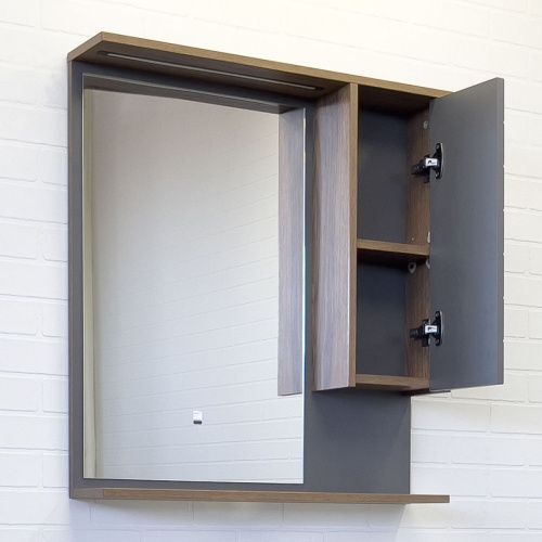 Зеркало-шкаф Comforty Кемер 00-00014147CF 80х80 подвесной цвет серый/черный - фото 5