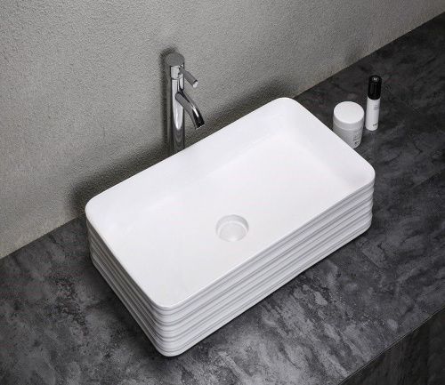 Раковина из сантехнического фаянса CeramaLux W1531-D1408 70х40 накладная цвет белый без отверстий под смеситель - фото 3