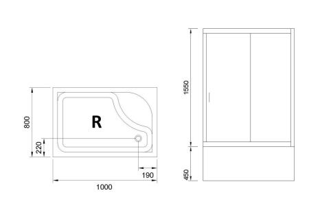 Душевой уголок Royal Bath BP RB8100BP-C-CH-R 100х80 стекло матовое профиль хром с поддоном