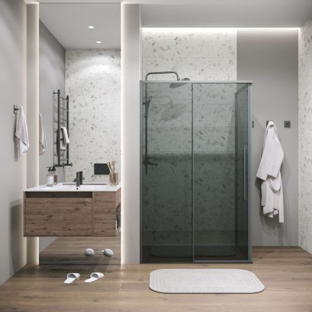 Душевая перегородка Grossman Galaxy 200.K33.01.90.42.10 90х195 стекло тонированное профиль графит