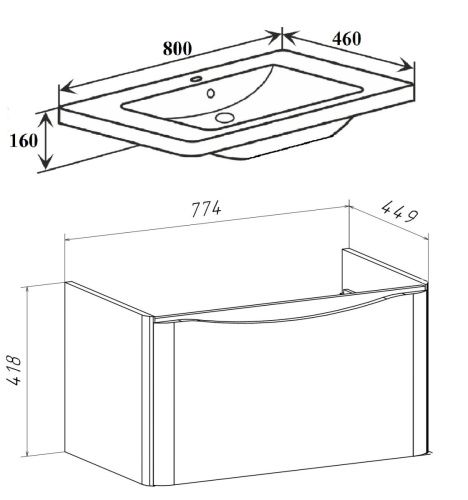 Тумба под раковину Runo Тоскана 00-00001415 80х40 подвесная цвет белый - фото 4