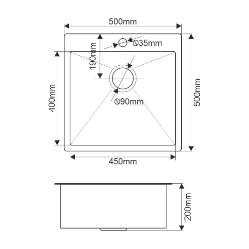 Кухонная мойка Melana ProfLine MLN-R5050HK 50х50 цвет серый поверхность матовая - фото 2