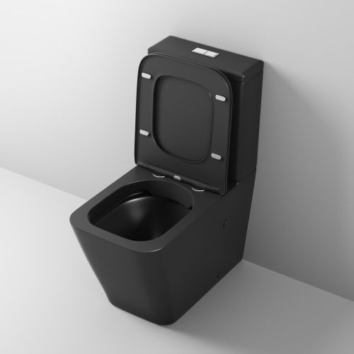 Унитаз напольный с бачком Grossman GR-4445BMS черный с сиденьем микролифт безободковый каскадный смыв - фото 4