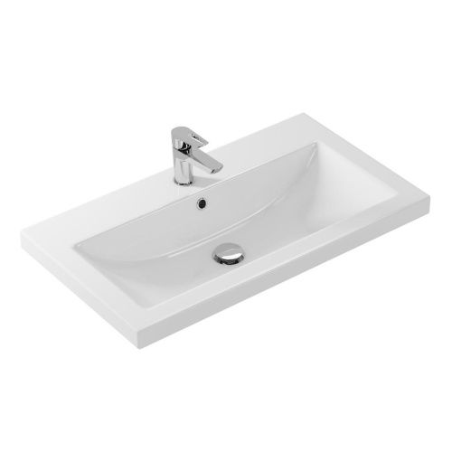Раковина из сантехнического фарфора Onika Como UM-COM80/1 80х50 накладная цвет белый 1 отверстие под смеситель
