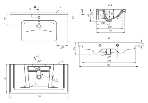 Раковина мебельная керамическая Dreja Harmonia 100 641259 100х50 накладная цвет белый - фото 4