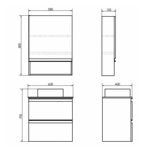 Тумба с раковиной Comforty Эдинбург 00-00005701CF 60х40 подвесная цвет серый - фото 2