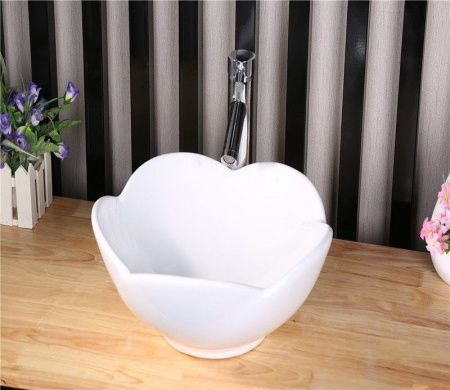 Раковина из сантехнического фаянса CeramaLux 9078 40х40 накладная цвет белый без отверстий под смеситель