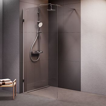 Душевая перегородка Am.Pm X-Joy W94WI-100-F1-MTE 95х195 стекло прозрачное профиль хром