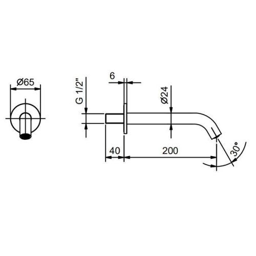 Излив Fantini Nostromo 50 13 8430 настенный черный - фото 2