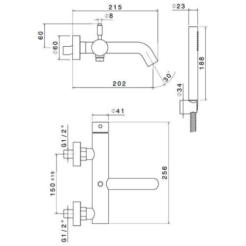 Смеситель для ванны Newform X-STEEL 316 69640CX.50.050 настенный нержавеющая сталь - фото 2