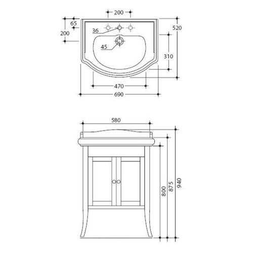 Тумба под раковину Kerasan Retro 735130 70х50 напольная цвет белый - фото 2