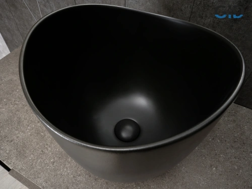 Раковина керамическая Gid Creativo 53378 40х40 накладная цвет черный без отверстий под смеситель - фото 2