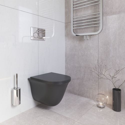 Унитаз подвесной Grossman Санфаянс GR-4412BMS черный с сиденьем безободковый каскадный смыв - фото 4