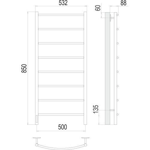 Полотенцесушитель электрический Terminus 4670078531377 55х85 хром - фото 3