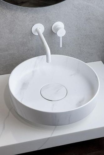 Раковина из искусственного камня Boheme Corian 801-CLCT 40х40 накладная цвет белый - фото 3