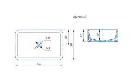 Раковина из сантехнического фарфора Kirovit Олимпия 4640021064269 60х40 накладная цвет белый