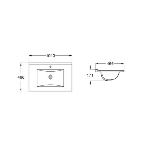 Раковина из сантехнического фарфора Vincea VBS-13100MB 100х50 встраиваемая цвет черный 1 отверстие под смеситель - фото 2