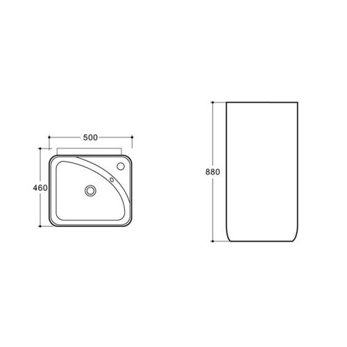 Раковина из сантехнического фарфора Vincea VBS-2P202 50х50 напольная цвет белый 1 отверстие под смеситель - фото 5