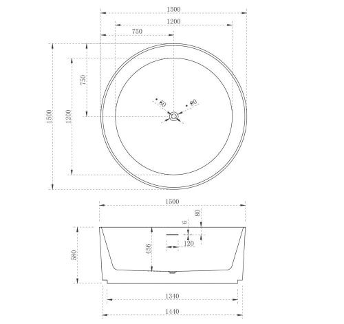 Ванна акриловая Abber AB9442 150х150 отдельностоящая круглая с каркасом - фото 4