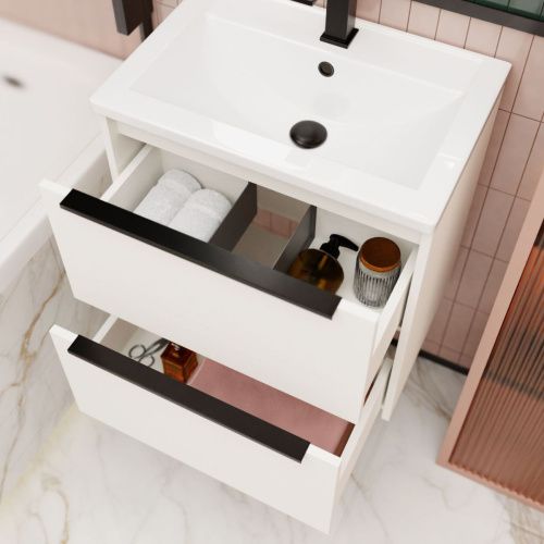 Тумба с раковиной La Fenice TESORO NFNC-01-TES-PB-60-2-3-60 60х50 подвесная цвет белый - фото 4