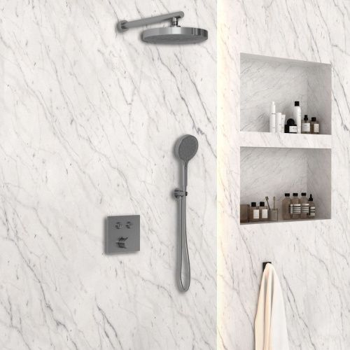 Душевая система Vincea VSFW-4I212GM встраиваемая в стену цвет вороненая сталь